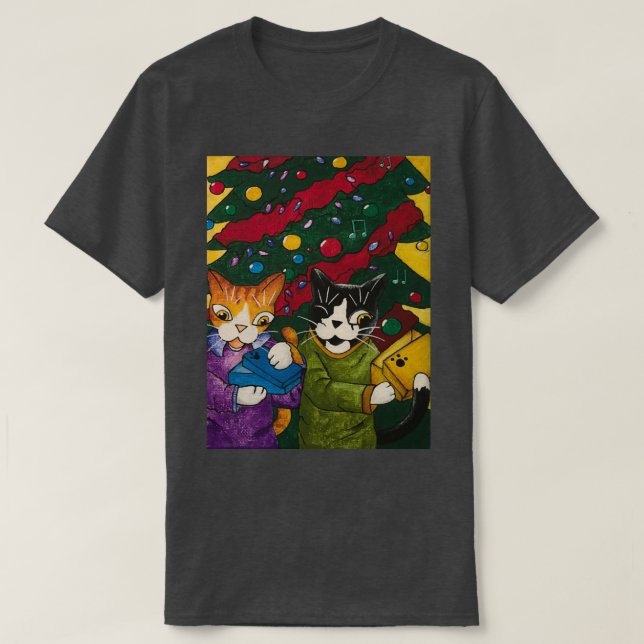 Christmas Gift Cats  T Shirt (Design framsida)
