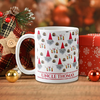 Christmas Gift For Uncle, Gnome & Reindeer Pattern Kaffemugg