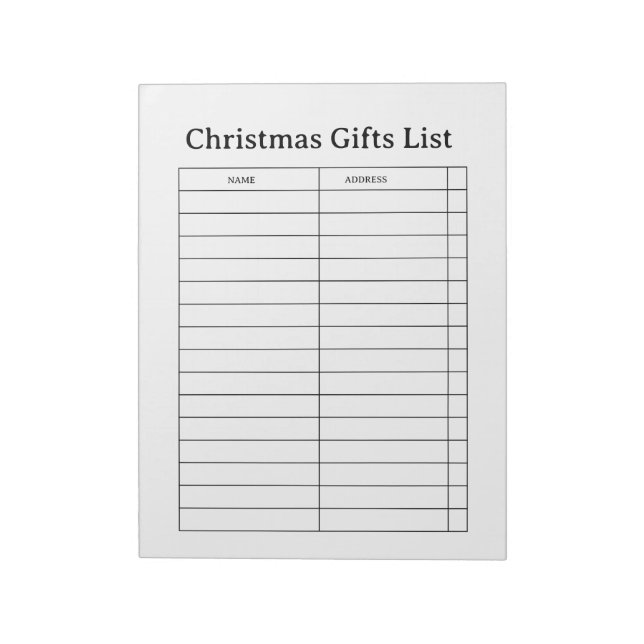 Christmas Gift List Notepad Anteckningsblock (Roterad)