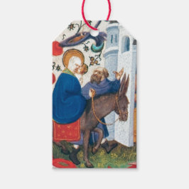 CHRISTMAS GIFT MÄRKRE MARY PÅ DONKEY PAINTING PRESENTETIKETT