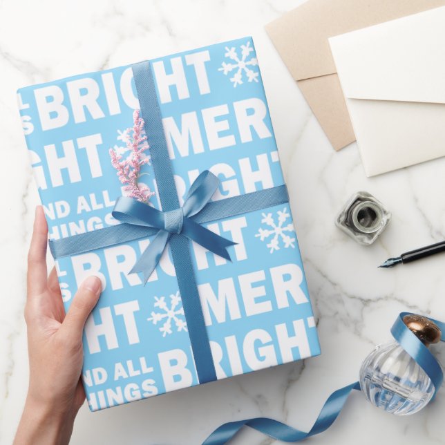 Christmas Gift Wrap | Merry and Bright Blue White Presentpapper (Gifting)