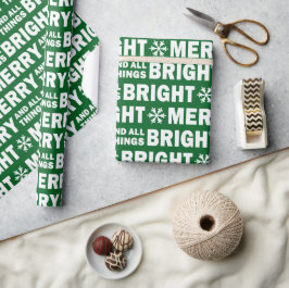 Christmas Gift Wrap | Merry and Bright Green White Presentpapper