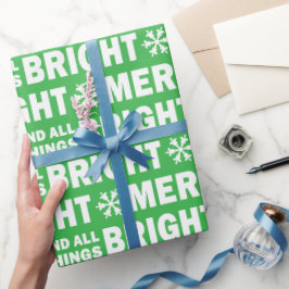 Christmas Gift Wrap | Merry and Bright Green White Presentpapper