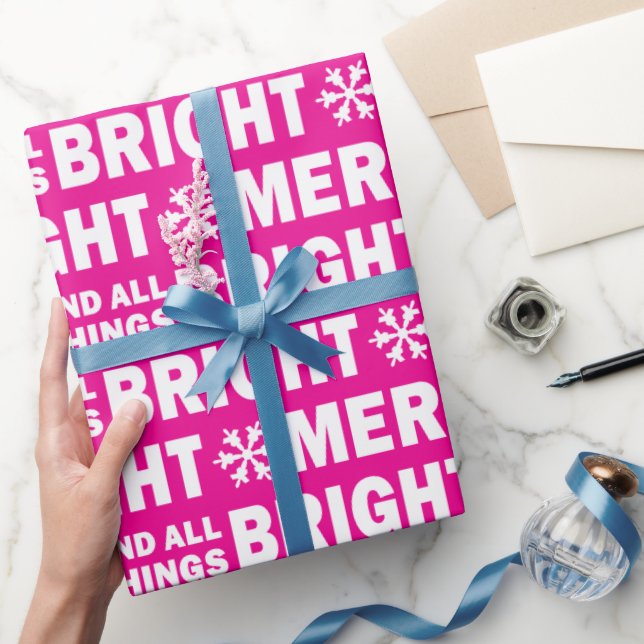 Christmas Gift Wrap | Merry and Bright Hot Pink Presentpapper (Gifting)