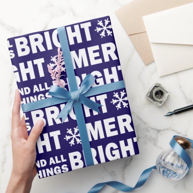 Christmas Gift Wrap | Merry and Bright Navy White Presentpapper (Gifting)