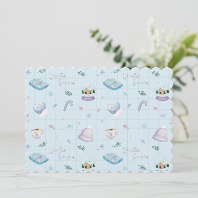 Christmas Gift Wrap with Festive Holiday Patterns  Inbjudningar (Stående Fram)