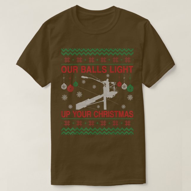 Christmas Gifts Ugly Christmas Sweater For Lineman T Shirt (Design framsida)