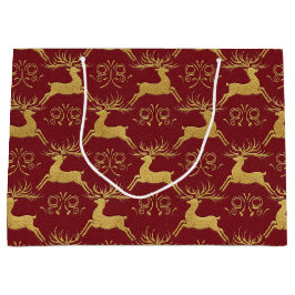 Christmas Gilded Leather Reindeer Red