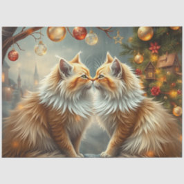Christmas Ginger kissing Cats Tissue Paper