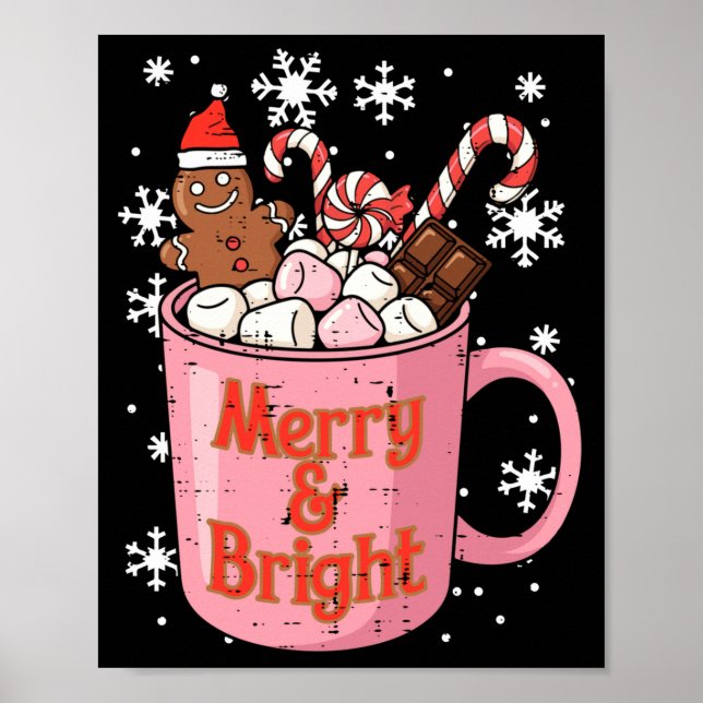 Christmas Gingerbread Cocoa Merry Bright Xmas Wome Poster (Framsidan)
