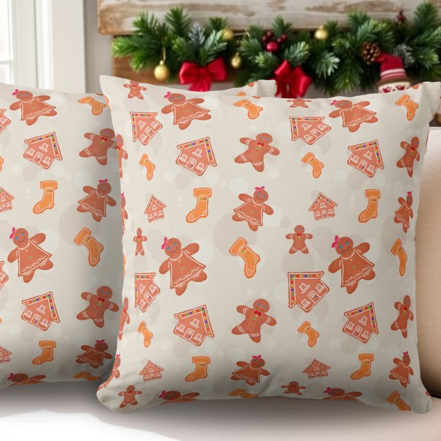 Christmas Gingerbread Cookies Pattern Kudde (Skapare uppladdad)