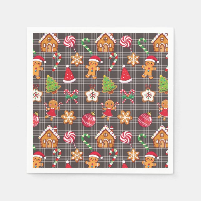 Christmas Gingerbread Cookies Print Party Napkins Pappersservett (Framsidan)
