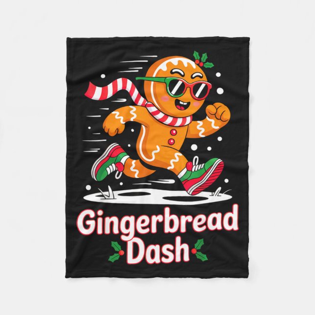 Christmas Gingerbread Dash Running Runner Xmas Mar Fleecefilt (Framsidan)