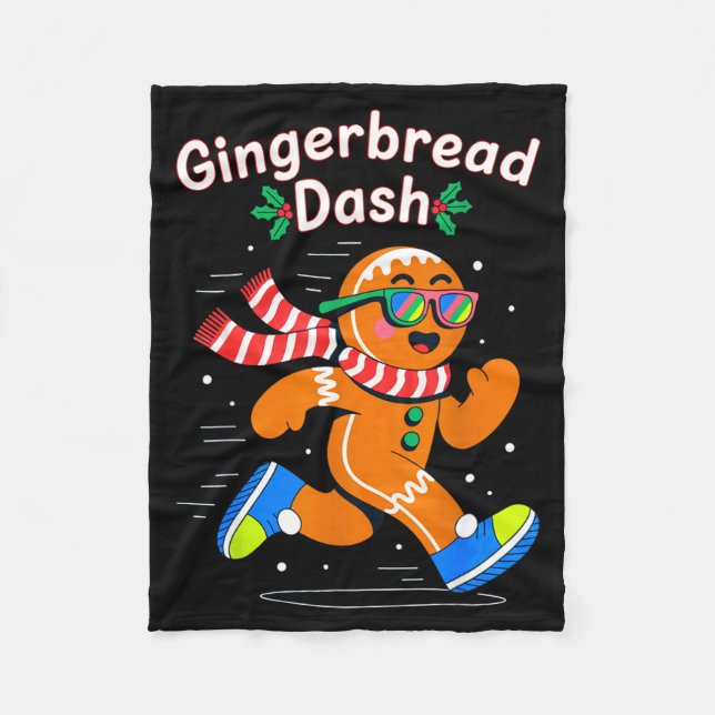 Christmas Gingerbread Dash Running Runner Xmas Mar Fleecefilt (Framsidan)