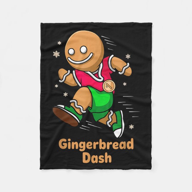 Christmas Gingerbread Dash Running Runner Xmas Mar Fleecefilt (Framsidan)