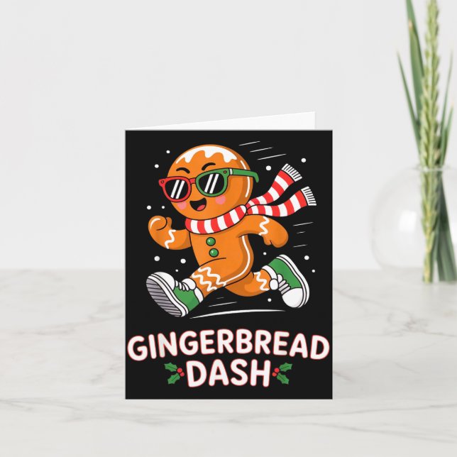 Christmas Gingerbread Dash Running Runner Xmas Mar Kort (Framsida)