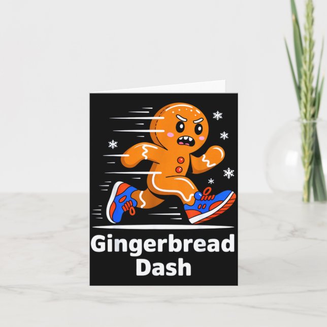 Christmas Gingerbread Dash Running Runner Xmas Mar Kort (Framsida)