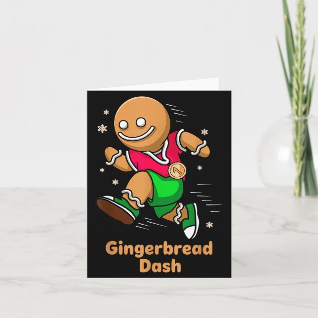 Christmas Gingerbread Dash Running Runner Xmas Mar Kort (Framsida)