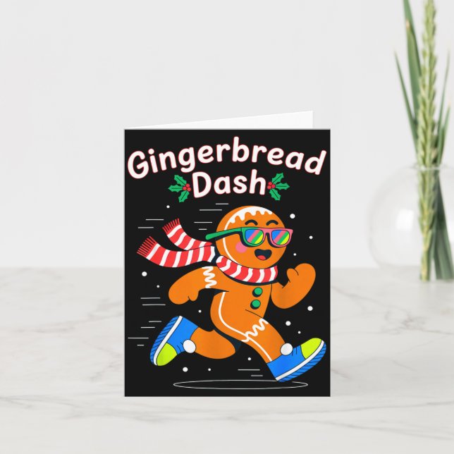 Christmas Gingerbread Dash Running Runner Xmas Mar Kort (Framsida)