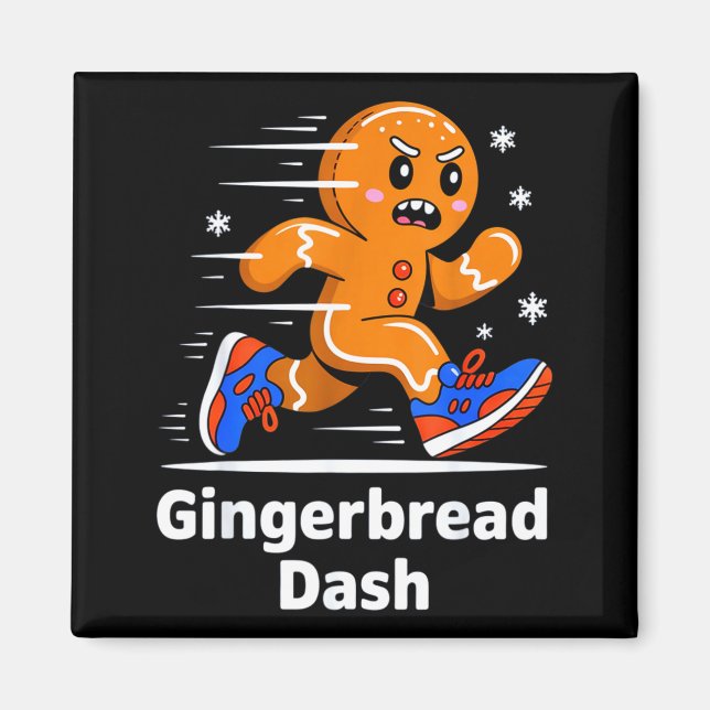 Christmas Gingerbread Dash Running Runner Xmas Mar Magnet (Framsidan)