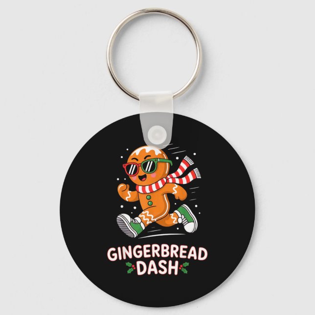 Christmas Gingerbread Dash Running Runner Xmas Mar Nyckelring (Framsida)