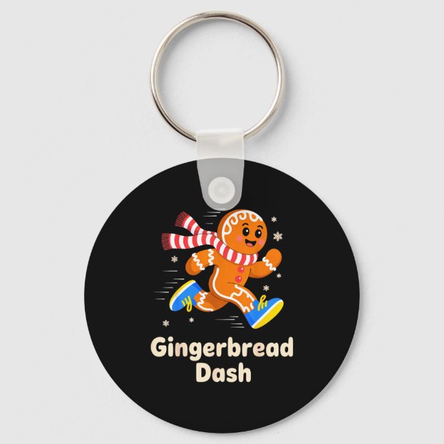 Christmas Gingerbread Dash Running Runner Xmas Mar Nyckelring (Framsida)