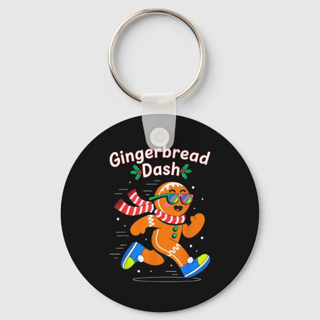 Christmas Gingerbread Dash Running Runner Xmas Mar Nyckelring (Framsida)