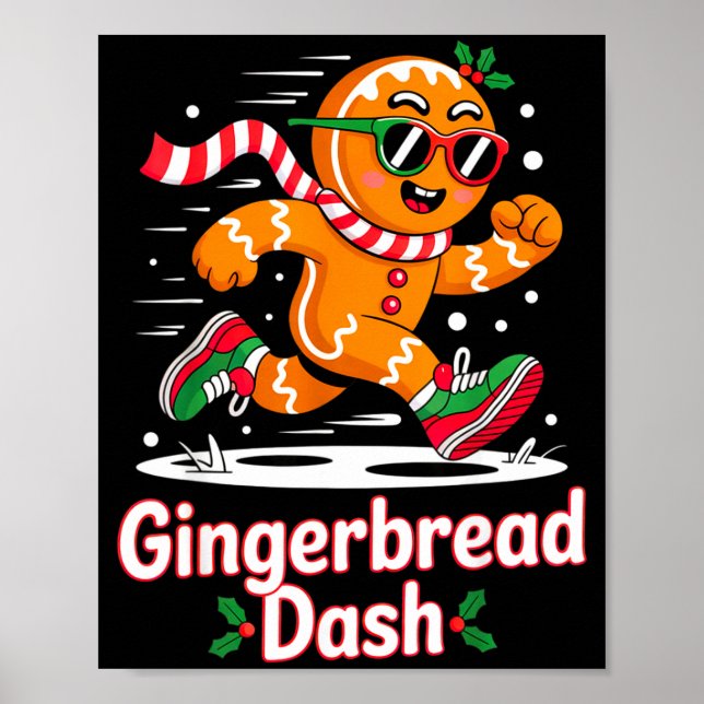 Christmas Gingerbread Dash Running Runner Xmas Mar Poster (Framsidan)