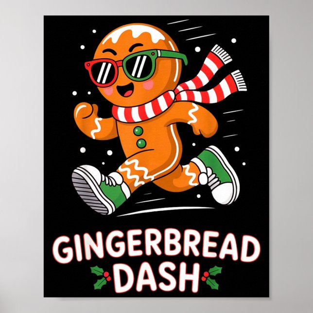 Christmas Gingerbread Dash Running Runner Xmas Mar Poster (Framsidan)