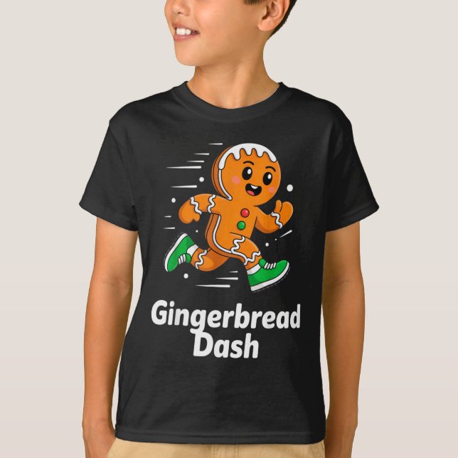 Christmas Gingerbread Dash Running Runner Xmas Mar T Shirt (Framsida)