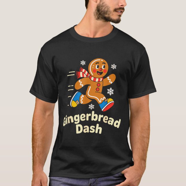 Christmas Gingerbread Dash Running Runner Xmas Mar T Shirt (Framsida)