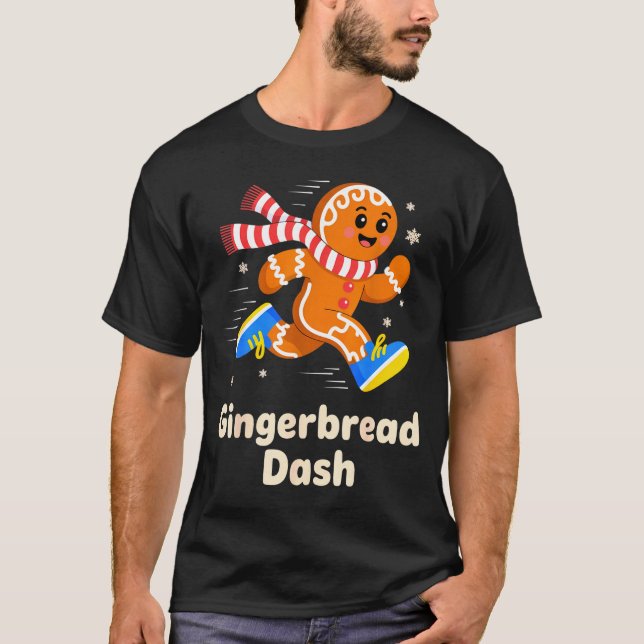 Christmas Gingerbread Dash Running Runner Xmas Mar T Shirt (Framsida)