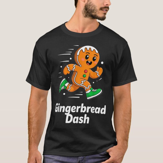 Christmas Gingerbread Dash Running Runner Xmas Mar T Shirt (Framsida)