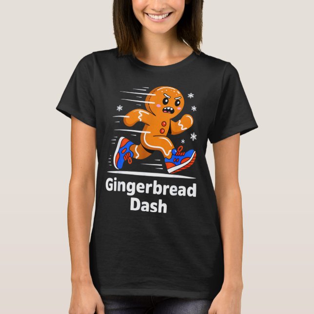 Christmas Gingerbread Dash Running Runner Xmas Mar T Shirt (Framsida)