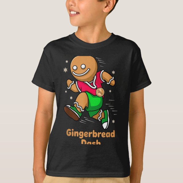 Christmas Gingerbread Dash Running Runner Xmas Mar T Shirt (Framsida)