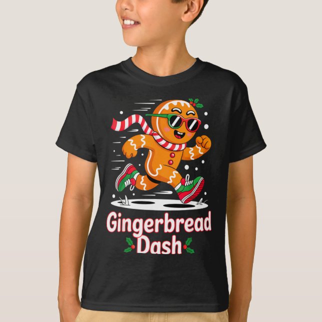 Christmas Gingerbread Dash Running Runner Xmas Mar T Shirt (Framsida)