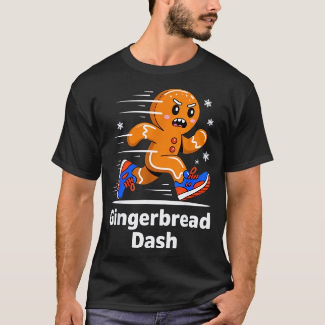 Christmas Gingerbread Dash Running Runner Xmas Mar T Shirt (Framsida)