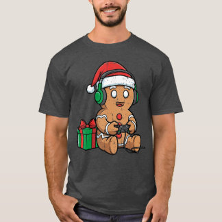 Christmas Gingerbread Gamer Xmas Gaming Boys Youth T Shirt