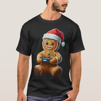 Christmas Gingerbread Gamer Xmas Gaming Boys Youth T Shirt
