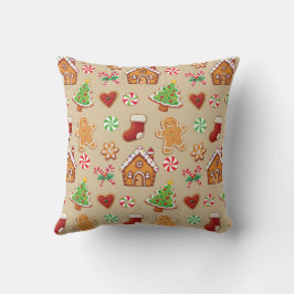 Christmas Gingerbread House Cookies Throw Pillow Kudde