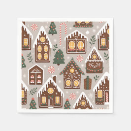 Christmas Gingerbread Houses Holiday Pattern Pappersservett