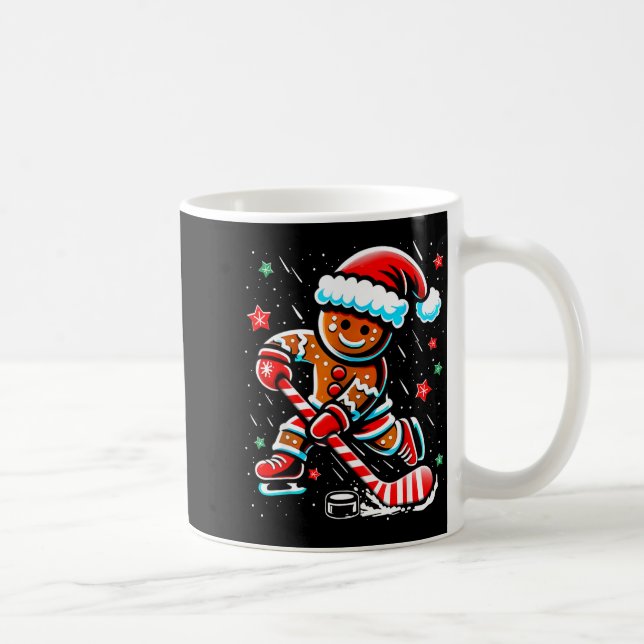 Christmas Gingerbread Ice Hockey Srts Funny Xmas P Kaffemugg (Höger)