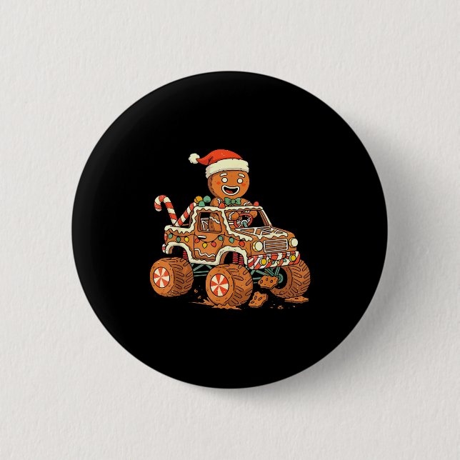 Christmas Gingerbread Man Driving Truck Xmas Light Knapp (Framsida)