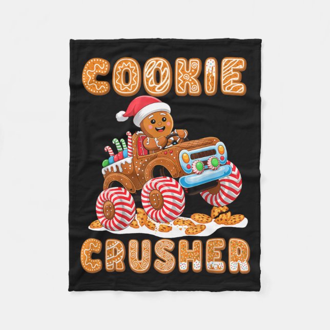 Christmas Gingerbread Pajamas Cookie Crusher Monst Fleecefilt (Framsidan)