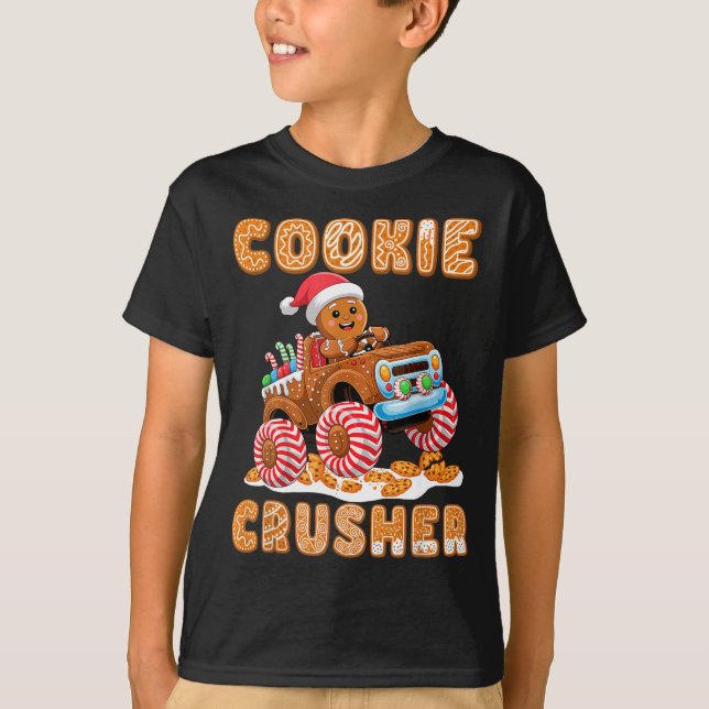 Christmas Gingerbread Pajamas Cookie Crusher Monst T Shirt (Framsida)