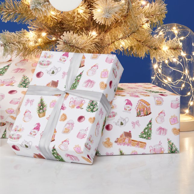 Christmas Gingerbread Pink Presentpapper (Helgdagar)