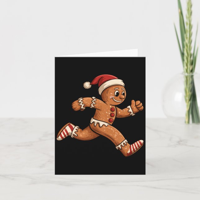 Christmas Gingerbread Running Funny Runners Pajama Kort (Framsida)