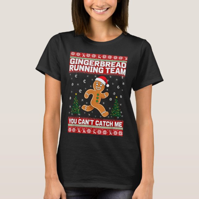 Christmas Gingerbread Running Team Funny Xmas Tee  (Framsida)