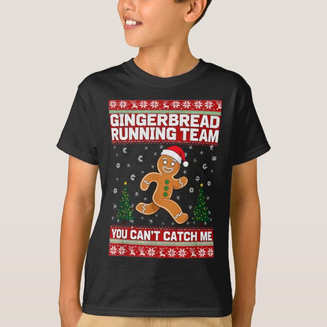 Christmas Gingerbread Running Team Funny Xmas Tee  (Framsida)