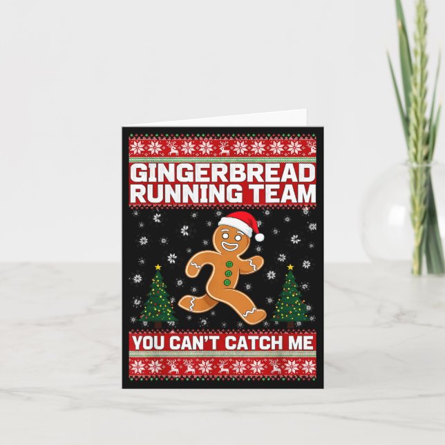 Christmas Gingerbread Running Team Funny Xmas Tee  Kort (Framsida)